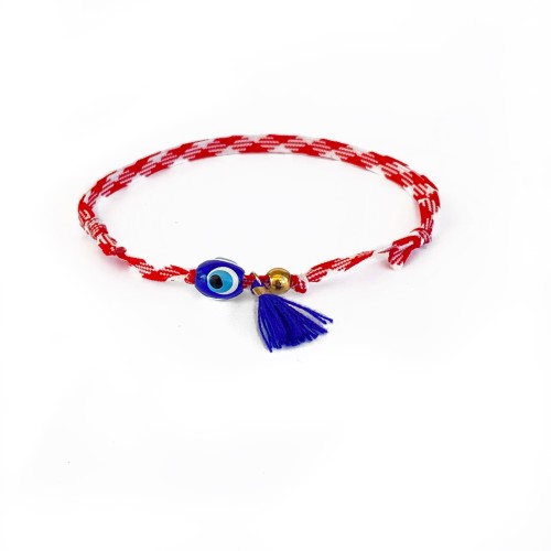 MARCH BRACELET WITH EVIL EYE PLAQUE LACE and TASSEL